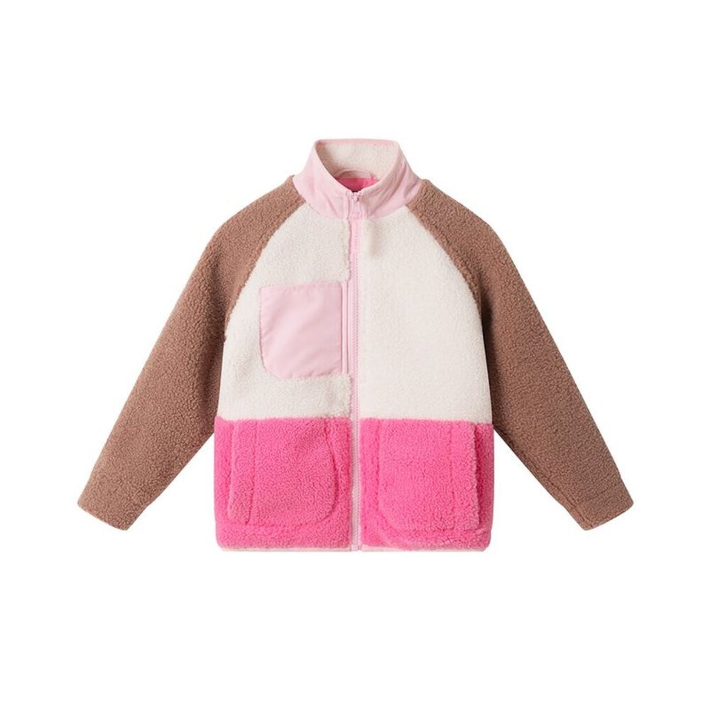 Andy & Evan Girls  Colorblocked Sherpa Full Zip Jacket, Brown